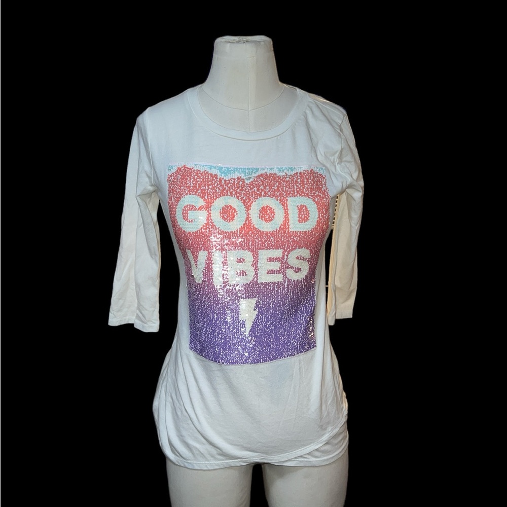 ☠️5/$20☠️ TOTAL GIRL | GOOD VIBES MID SLEEVE CREW NECK TOP XL